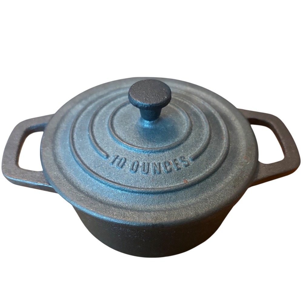 Smith & Clark Ironworks Mini Cast Iron Cocotte 10 Ounce Dutch Oven Black